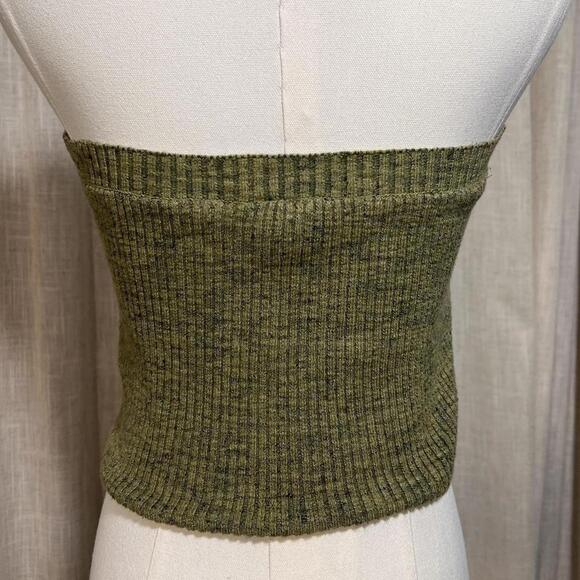 Pilcro Ribbed Knit Strapless Button-Front Top – Size Small - Picture 3 of 5